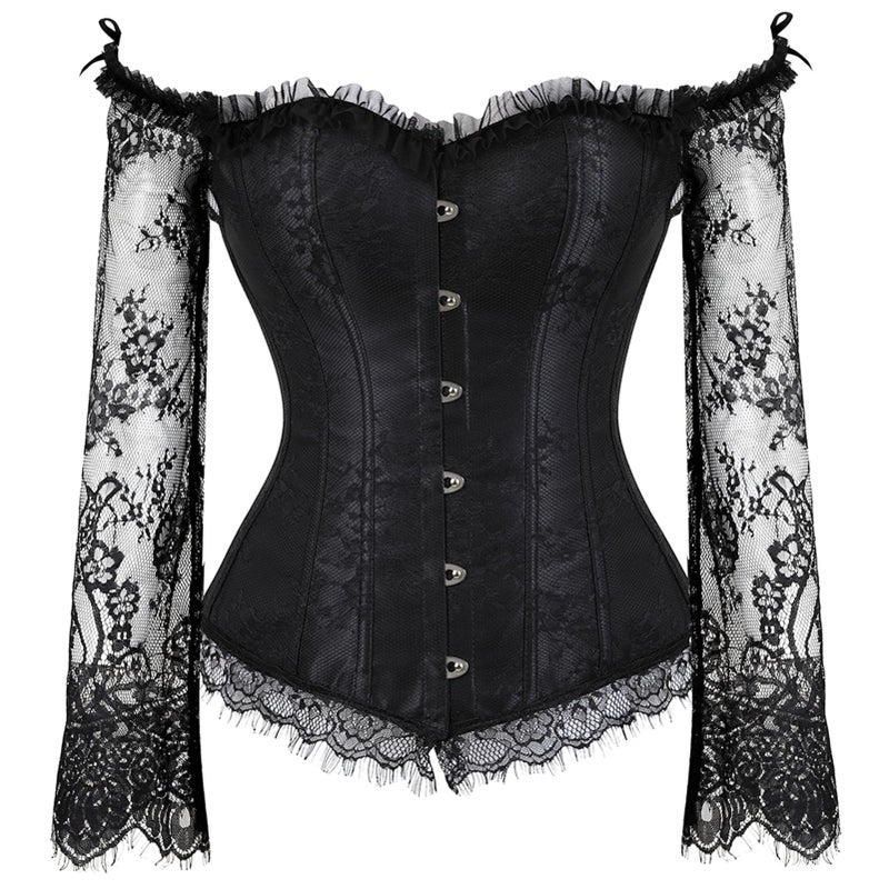 Zhitunemi Corset Tops For Women Renaissance: Womens Halloween Costume Corset Renaissance Fair - Historical Reenactment Events X-Large Black - Image 1